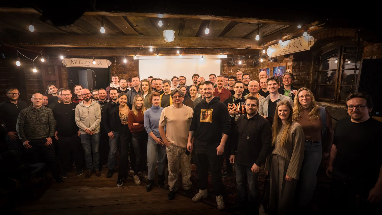 A packed room at a Brave AI Community meetup in Wrocław