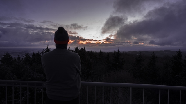 Szymon standing back and watching the sunrise