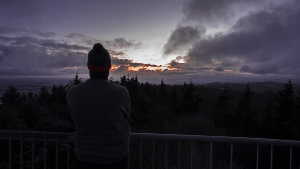 Szymon standing back and watching the sunrise