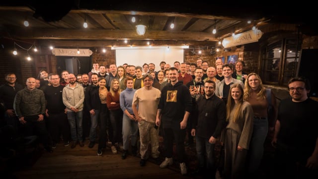 A packed room at a Brave AI Community meetup in Wrocław